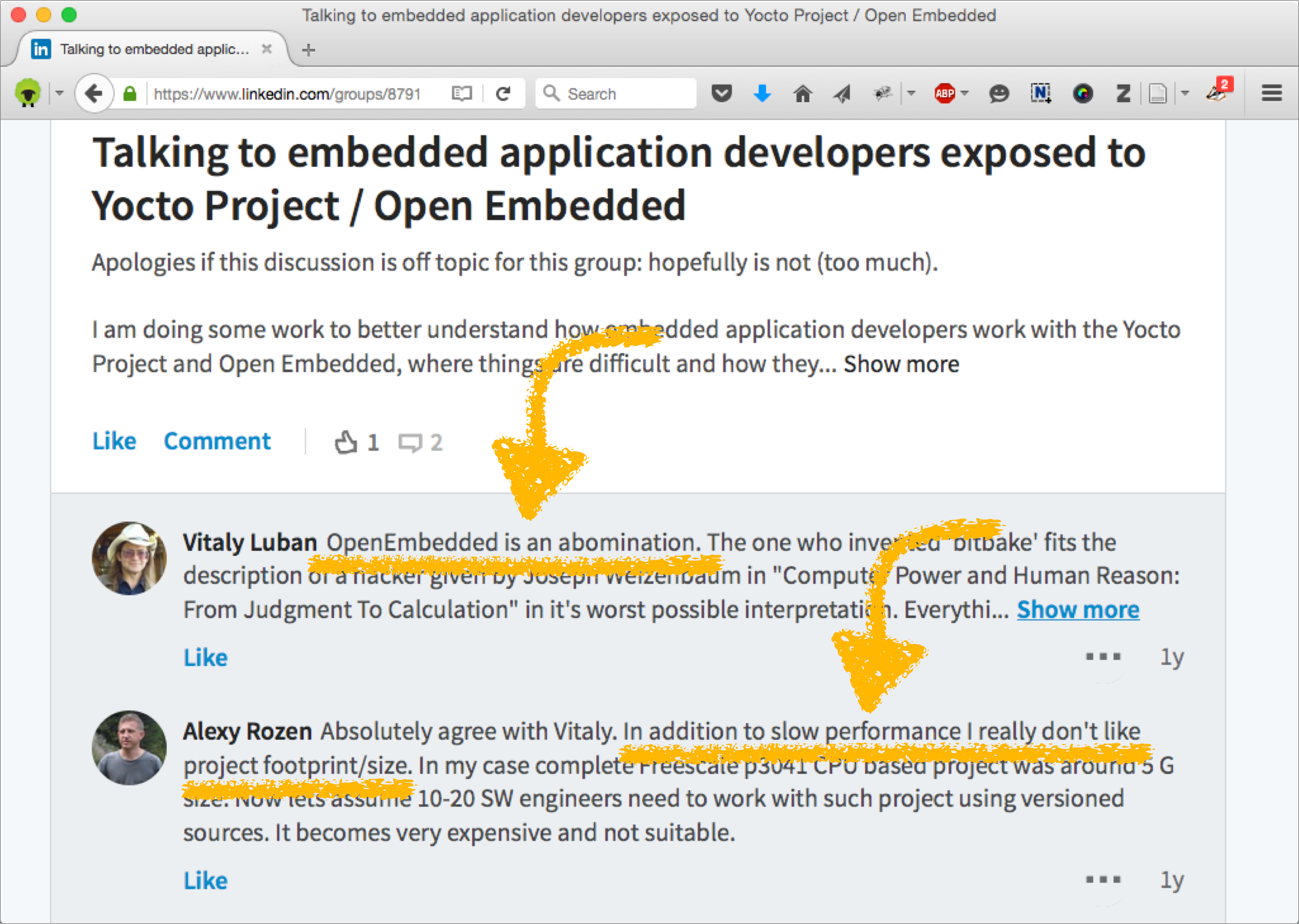 Engineers voice their complaints about the OpenEmbedded build system in LinkedIn