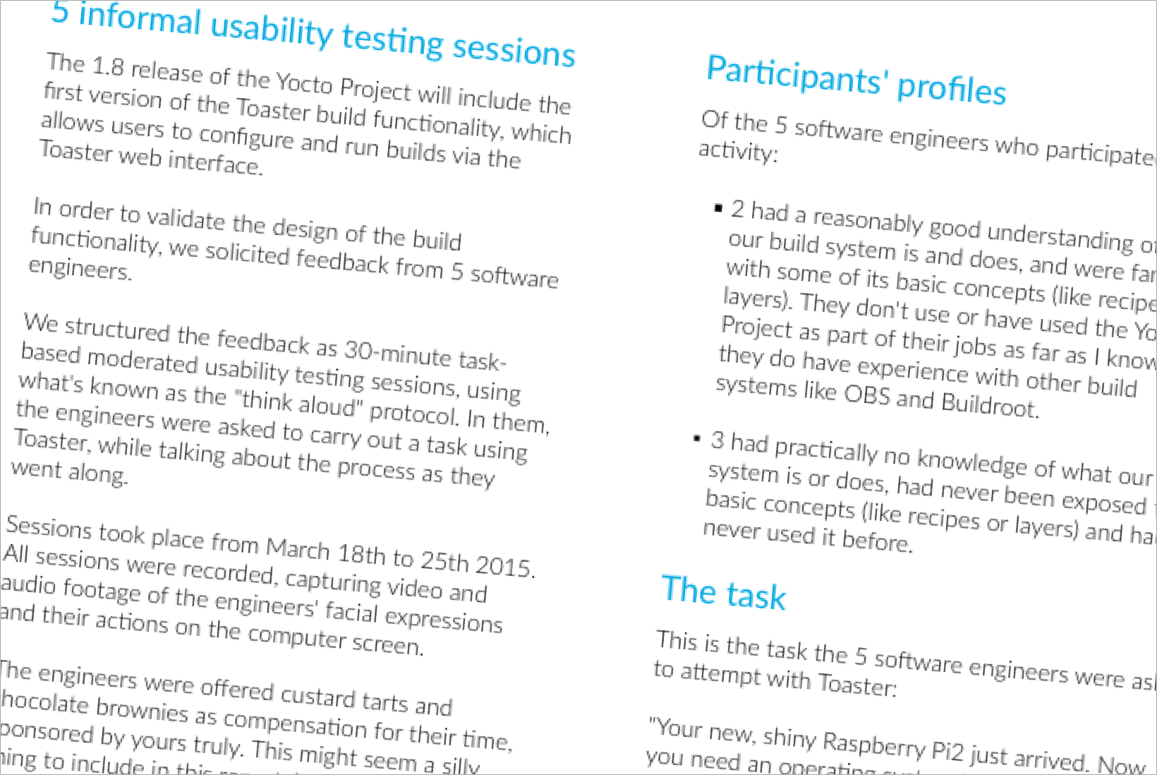 A still frame from the video of a usability testing session
